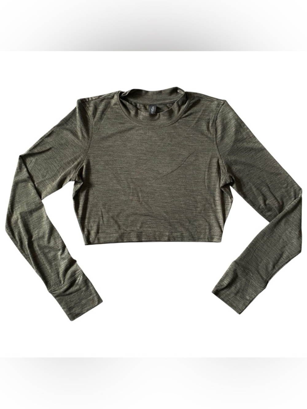 Vuori Women's Long Sleeve Lux Crop Tee - Dusty Pine Heather Medium Soft Stretch